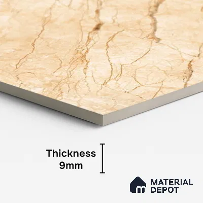 Marble Floor & Wall Tile TL 10566 Almond Beige 4 ft x 2 ft Glossy Finish Vitrified Tile - 9 mm | Suitable for Living Room, Bedroom & Bathroom