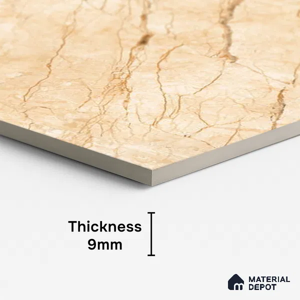 Marble Floor & Wall Tile TL 10566 Almond Beige 4 ft x 2 ft Glossy Finish Vitrified Tile - 9 mm | Suitable for Living Room, Bedroom & Bathroom
