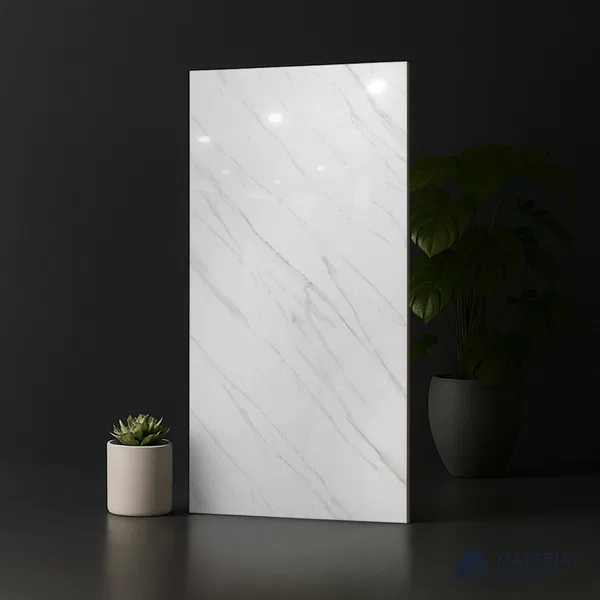 Marble Floor & Wall Tile TL 08442 Inspiro Blanco 4 ft x 2 ft Glossy Finish Vitrified Tile - 9 mm | Suitable for Living Room, Bedroom & Bathroom