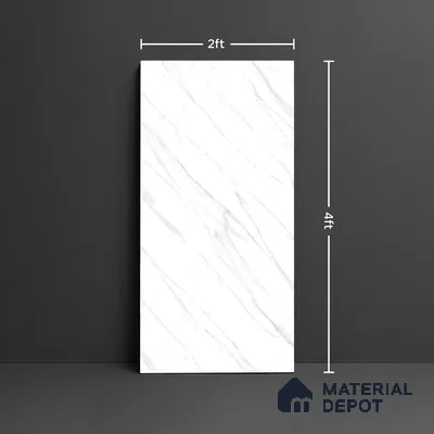 Marble Floor & Wall Tile TL 08442 Inspiro Blanco 4 ft x 2 ft Glossy Finish Vitrified Tile - 9 mm | Suitable for Living Room, Bedroom & Bathroom
