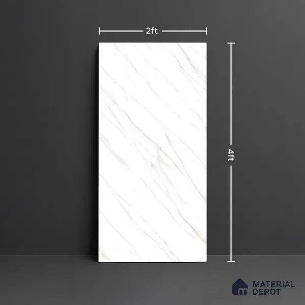 Marble Floor & Wall Tile TL 08442 Inspiro Blanco 4 ft x 2 ft Glossy Finish Vitrified Tile - 9 mm | Suitable for Living Room, Bedroom & Bathroom