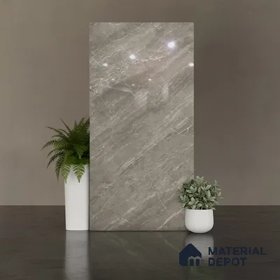 Marble Floor & Wall Tile TL 08441 Roneda Gris 4 ft x 2 ft Glossy Finish Vitrified Tile - 9 mm | Suitable for Living Room, Bedroom & Bathroom