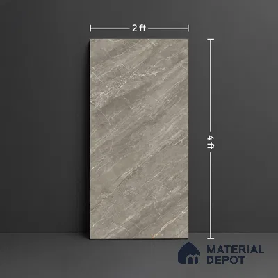 Marble Floor & Wall Tile TL 08441 Roneda Gris 4 ft x 2 ft Glossy Finish Vitrified Tile - 9 mm | Suitable for Living Room, Bedroom & Bathroom