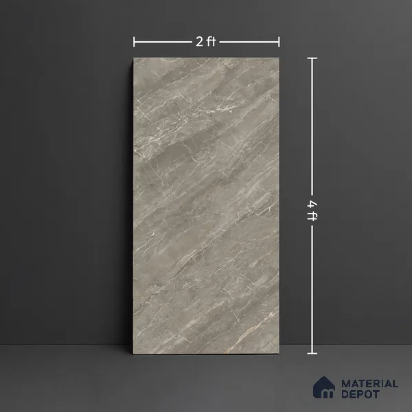 Marble Floor & Wall Tile TL 08441 Roneda Gris 4 ft x 2 ft Glossy Finish Vitrified Tile - 9 mm | Suitable for Living Room, Bedroom & Bathroom