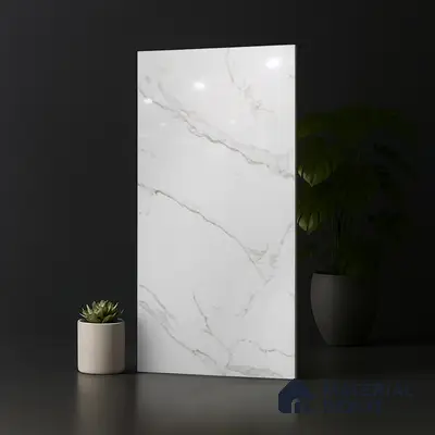 Marble Floor & Wall Tile TL 08443 Unisal Satuario 4 ft x 2 ft Glossy Finish Vitrified Tile - 9 mm | Suitable for Living Room, Bedroom & Bathroom