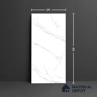 Marble Floor & Wall Tile TL 08443 Unisal Satuario 4 ft x 2 ft Glossy Finish Vitrified Tile - 9 mm | Suitable for Living Room, Bedroom & Bathroom