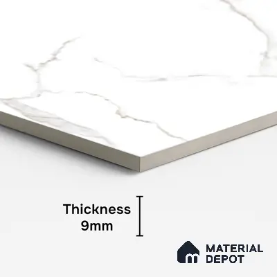 Marble Floor & Wall Tile TL 08443 Unisal Satuario 4 ft x 2 ft Glossy Finish Vitrified Tile - 9 mm | Suitable for Living Room, Bedroom & Bathroom