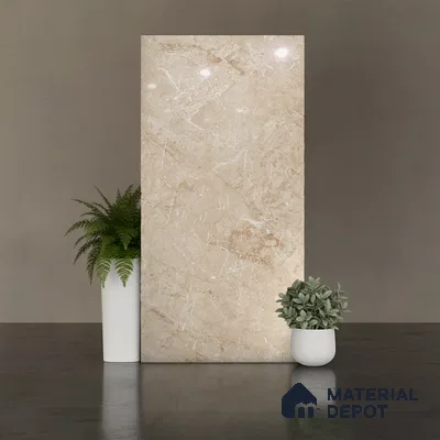 Marble Floor & Wall Tile TL 08412 Rayina Camel 4 ft x 2 ft Glossy Finish Vitrified Tile - 9 mm | Suitable for Living Room, Bedroom & Bathroom
