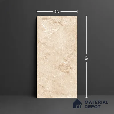 Marble Floor & Wall Tile TL 08412 Rayina Camel 4 ft x 2 ft Glossy Finish Vitrified Tile - 9 mm | Suitable for Living Room, Bedroom & Bathroom