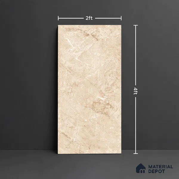 Marble Floor & Wall Tile TL 08412 Rayina Camel 4 ft x 2 ft Glossy Finish Vitrified Tile - 9 mm | Suitable for Living Room, Bedroom & Bathroom