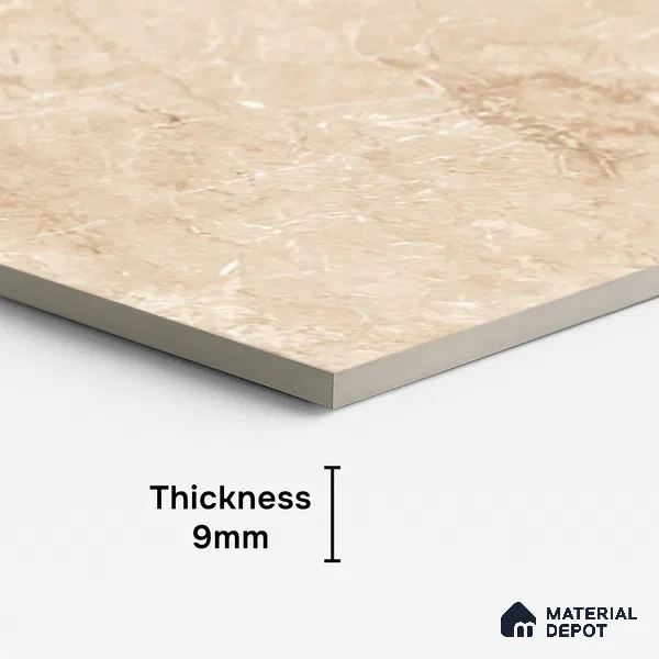 Marble Floor & Wall Tile TL 08412 Rayina Camel 4 ft x 2 ft Glossy Finish Vitrified Tile - 9 mm | Suitable for Living Room, Bedroom & Bathroom