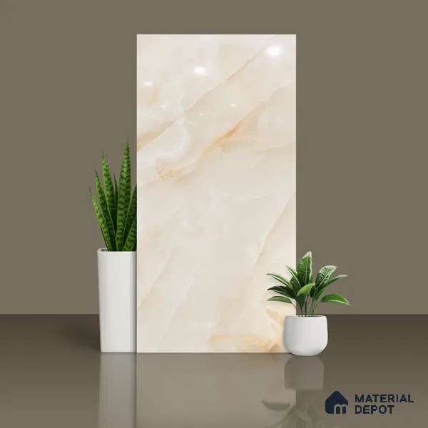 Marble Floor & Wall Tile TL 08407 Visioner Shell 4 ft x 2 ft Glossy Finish Vitrified Tile - 9 mm | Suitable for Living Room, Bedroom & Bathroom