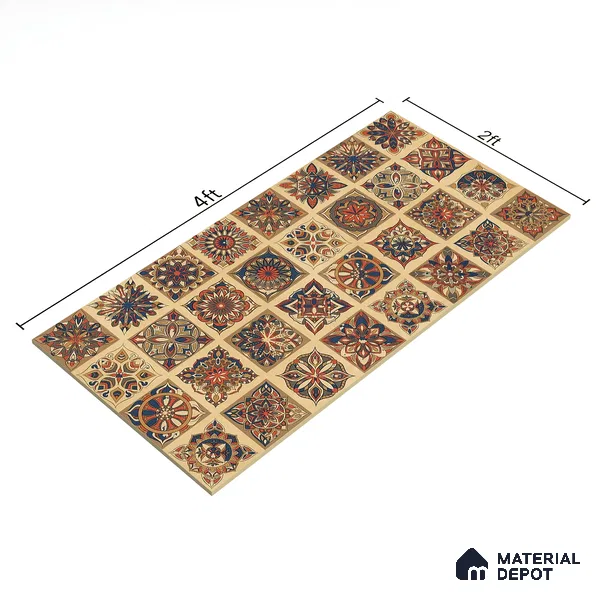 Moroccan Wall Tile TL 07485 Nebula Yellow Hexa Decor 4 ft x 2 ft Vitrified Matte Finish - 9 mm | Suitable for Living Room, Bedroom & Bathroom