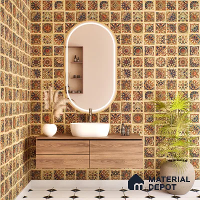 Moroccan Wall Tile TL 07485 Nebula Yellow Hexa Decor 4 ft x 2 ft Vitrified Matte Finish - 9 mm | Suitable for Living Room, Bedroom & Bathroom