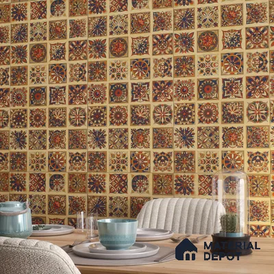 Moroccan Wall Tile TL 07485 Nebula Yellow Hexa Decor 4 ft x 2 ft Vitrified Matte Finish - 9 mm | Suitable for Living Room, Bedroom & Bathroom