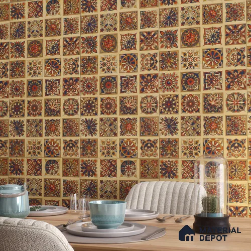 Moroccan Wall Tile TL 07485 Nebula Yellow Hexa Decor 4 ft x 2 ft Vitrified Matte Finish - 9 mm | Suitable for Living Room, Bedroom & Bathroom