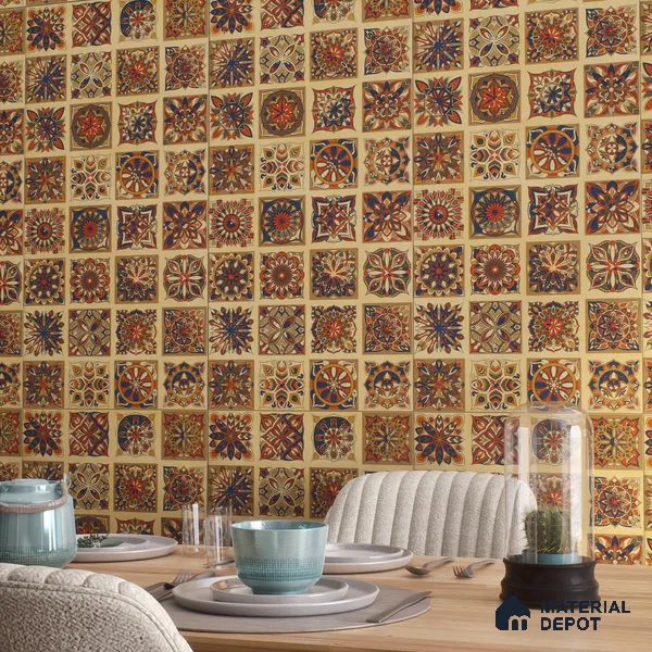 Moroccan Wall Tile TL 07485 Nebula Yellow Hexa Decor 4 ft x 2 ft Vitrified Matte Finish - 9 mm | Suitable for Living Room, Bedroom & Bathroom