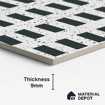Highlighter Wall Tile TL 08782  Pearl Stone Black 4 ft x 2 ft Vitrified Carving Matte Finish - 9 mm | Suitable For Bathroom, Accent/Feature Wall, Dining Area