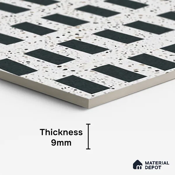Highlighter Wall Tile TL 08782  Pearl Stone Black 4 ft x 2 ft Vitrified Carving Matte Finish - 9 mm | Suitable For Bathroom, Accent/Feature Wall, Dining Area