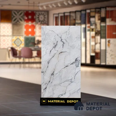 White Marble Floor & Wall Tile TL 07433 Prestige Royal Camouflage 4 ft x 2 ft Vitrified Matte Finish - 9 mm | Random 6 | Suitable for Living Room, Bedroom, Bathroom (Sample)