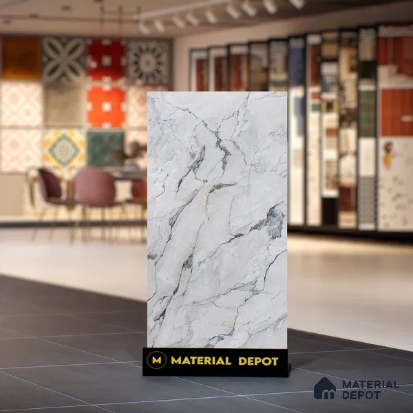 White Marble Floor & Wall Tile TL 07433 Prestige Royal Camouflage 4 ft x 2 ft Vitrified Matte Finish - 9 mm | Random 6 | Suitable for Living Room, Bedroom, Bathroom (Sample)