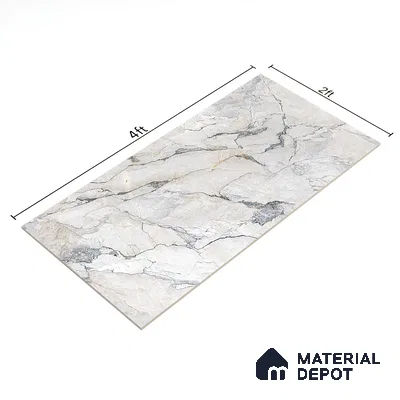 White Marble Floor & Wall Tile TL 07433 Prestige Royal Camouflage 4 ft x 2 ft Vitrified Matte Finish - 9 mm | Random 6 | Suitable for Living Room, Bedroom, Bathroom (Sample)