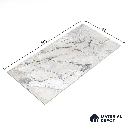 White Marble Floor & Wall Tile TL 07433 Prestige Royal Camouflage 4 ft x 2 ft Vitrified Matte Finish - 9 mm | Random 6 | Suitable for Living Room, Bedroom, Bathroom | Image 3