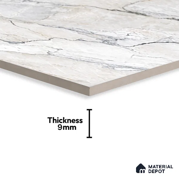 White Marble Floor & Wall Tile TL 07433 Prestige Royal Camouflage 4 ft x 2 ft Vitrified Matte Finish - 9 mm | Random 6 | Suitable for Living Room, Bedroom, Bathroom (Sample)