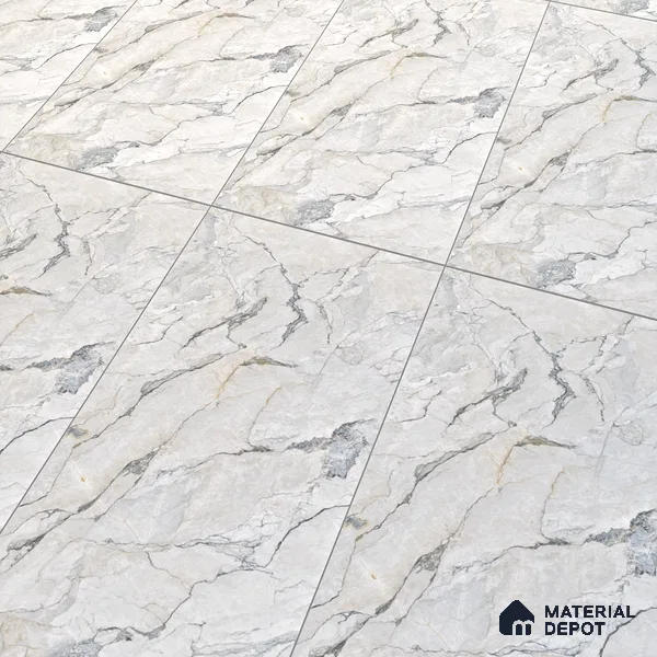 White Marble Floor & Wall Tile TL 07433 Prestige Royal Camouflage 4 ft x 2 ft Vitrified Matte Finish - 9 mm | Random 6 | Suitable for Living Room, Bedroom, Bathroom (Sample)