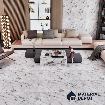 White Marble Floor & Wall Tile TL 07433 Prestige Royal Camouflage 4 ft x 2 ft Vitrified Matte Finish - 9 mm | Random 6 | Suitable for Living Room, Bedroom, Bathroom (Sample)