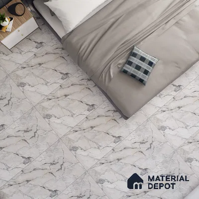 White Marble Floor & Wall Tile TL 07433 Prestige Royal Camouflage 4 ft x 2 ft Vitrified Matte Finish - 9 mm | Random 6 | Suitable for Living Room, Bedroom, Bathroom (Sample)