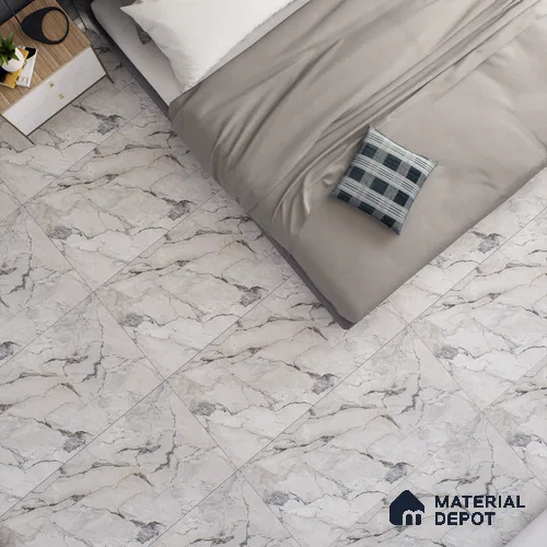 White Marble Floor & Wall Tile TL 07433 Prestige Royal Camouflage 4 ft x 2 ft Vitrified Matte Finish - 9 mm | Random 6 | Suitable for Living Room, Bedroom, Bathroom