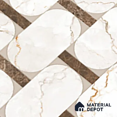 White Patterned  Tile TL 08769 B  Royal Sanzio Avorio Decor 4 ft x 2 ft Vitrified Carving Matte Finish - 9 mm |  Suitable for Living Room, Bedroom, Bathroom