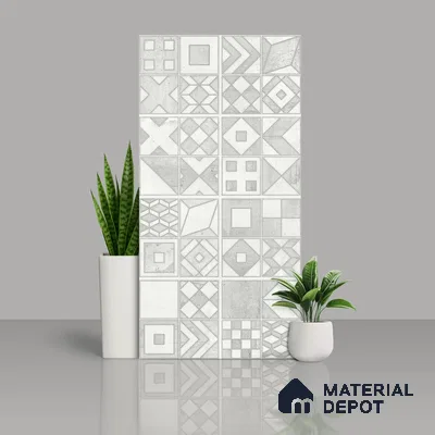 Highlighter Wall Tile TL 07492 Cross Decor Grey 4 ft x 2 ft Vitrified Matte Finish - 9 mm | Suitable for Living Room, Bedroom, Dining Area (Sample)