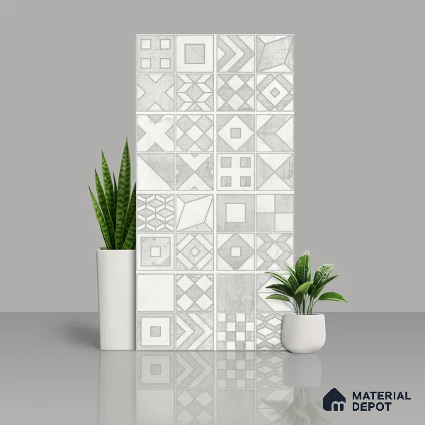 Highlighter Wall Tile TL 07492 Cross Decor Grey 4 ft x 2 ft Vitrified Matte Finish - 9 mm | Suitable for Living Room, Bedroom, Dining Area (Sample)