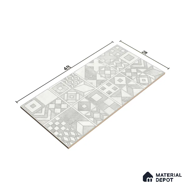Highlighter Wall Tile TL 07492 Cross Decor Grey 4 ft x 2 ft Vitrified Matte Finish - 9 mm | Suitable for Living Room, Bedroom, Dining Area (Sample)