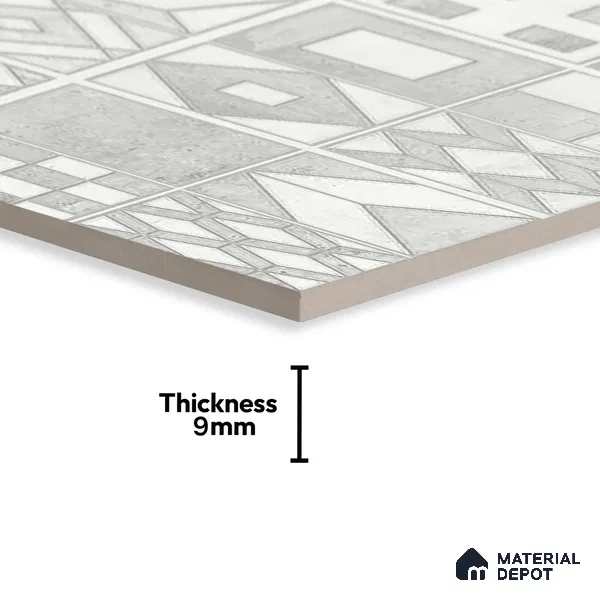 Highlighter Wall Tile TL 07492 Cross Decor Grey 4 ft x 2 ft Vitrified Matte Finish - 9 mm | Suitable for Living Room, Bedroom, Dining Area (Sample)