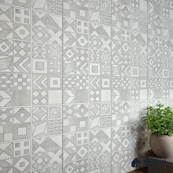 Highlighter Wall Tile TL 07492 Cross Decor Grey 4 ft x 2 ft Vitrified Matte Finish - 9 mm | Suitable for Living Room, Bedroom, Dining Area (Sample)