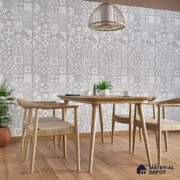 Highlighter Wall Tile TL 07492 Cross Decor Grey 4 ft x 2 ft Vitrified Matte Finish - 9 mm | Suitable for Living Room, Bedroom, Dining Area (Sample)