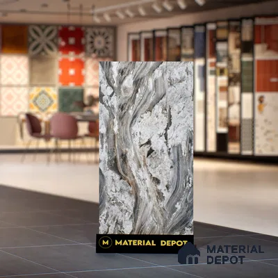 Black Marble Floor & Wall Tile TL 07430 Prestige Royal Fonix Natural 4 ft x 2 ft Vitrified Matte Finish - 9 mm | Random 4 | Suitable for Living Room, Bedroom, Bathroom (Sample)