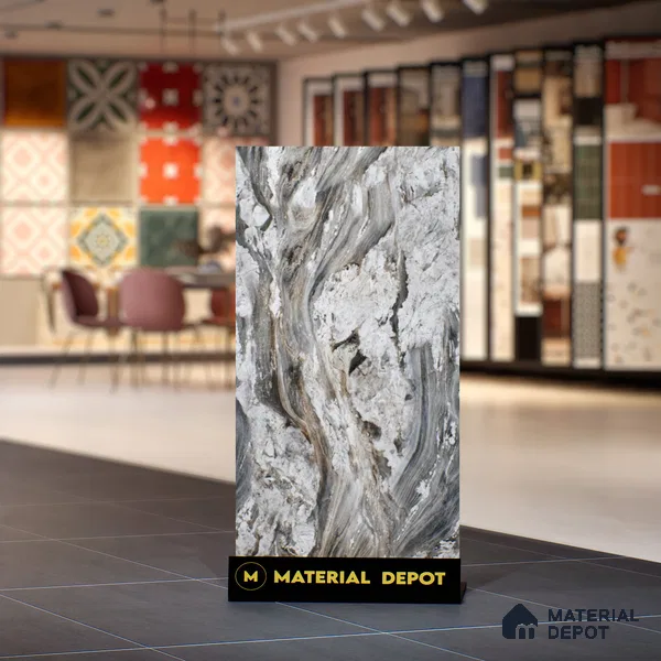 Black Marble Floor & Wall Tile TL 07430 Prestige Royal Fonix Natural 4 ft x 2 ft Vitrified Matte Finish - 9 mm | Random 4 | Suitable for Living Room, Bedroom, Bathroom (Sample)