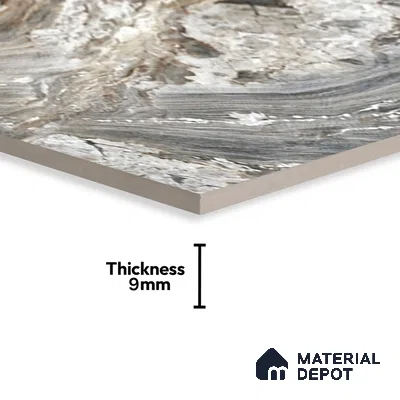 Black Marble Floor & Wall Tile TL 07430 Prestige Royal Fonix Natural 4 ft x 2 ft Vitrified Matte Finish - 9 mm | Random 4 | Suitable for Living Room, Bedroom, Bathroom (Sample)