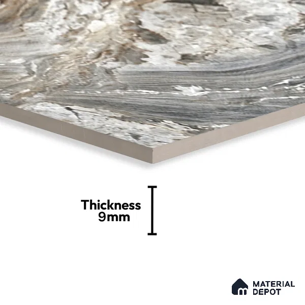 Black Marble Floor & Wall Tile TL 07430 Prestige Royal Fonix Natural 4 ft x 2 ft Vitrified Matte Finish - 9 mm | Random 4 | Suitable for Living Room, Bedroom, Bathroom (Sample)