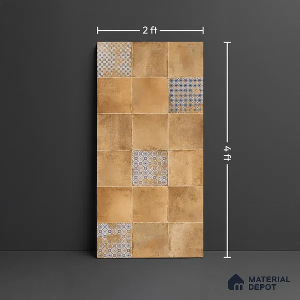 Brown Highlighter Wall Tile TL 08779  Carina Cotton Decor 4 ft x 2 ft Vitrified Carving Matte Finish - 9 mm | Suitable For Bathroom, Accent/Feature Wall, Dining Area
