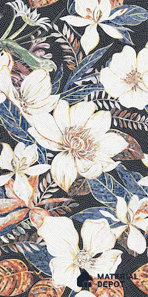 Floral Wall Tile TL 08783  Agate White 4 ft x 2 ft Vitrified Carving Matte Finish - 9 mm |  | Suitable for Living Room, Bedroom, Bathroom