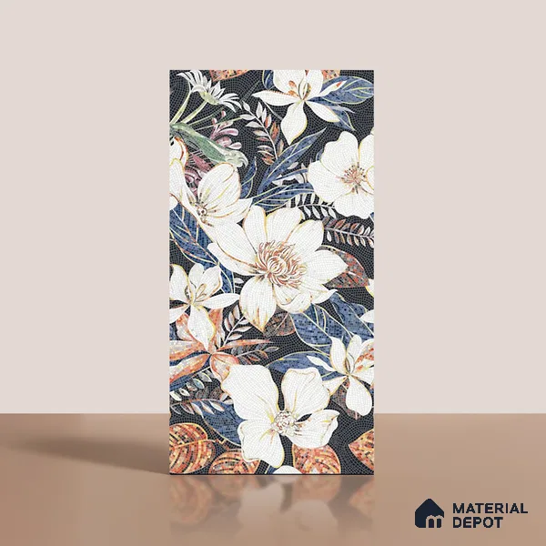 Floral Wall Tile TL 08783  Agate White 4 ft x 2 ft Vitrified Carving Matte Finish - 9 mm |  | Suitable for Living Room, Bedroom, Bathroom
