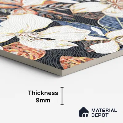 Floral Wall Tile TL 08783  Agate White 4 ft x 2 ft Vitrified Carving Matte Finish - 9 mm |  | Suitable for Living Room, Bedroom, Bathroom