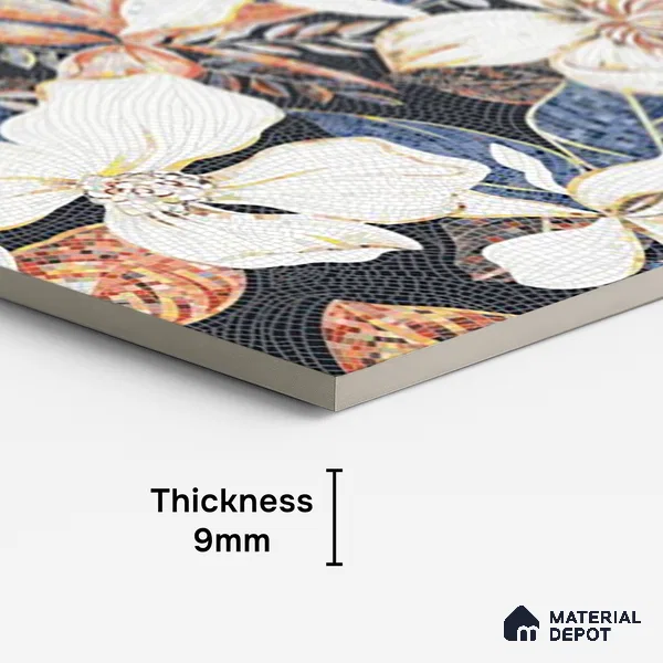 Floral Wall Tile TL 08783  Agate White 4 ft x 2 ft Vitrified Carving Matte Finish - 9 mm |  | Suitable for Living Room, Bedroom, Bathroom