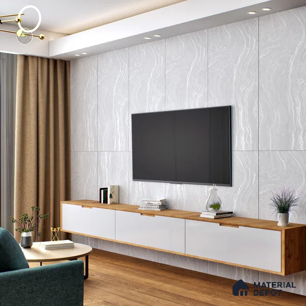 Marble Wall & Floor TL 07429 B Prestige Royal Cliff Silver 4 ft x 2 ft Vitrified Matte Finish - 9 mm | Random 4 | Suitable for Living Room, Bedroom, Bathroom (Sample)