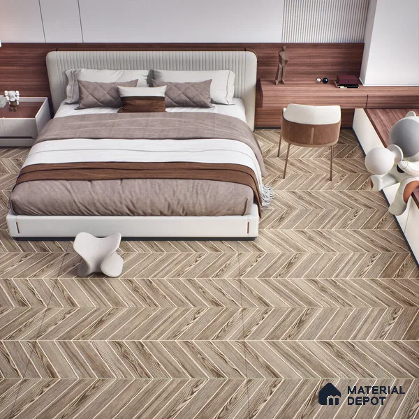 Brown Wood Floor & Wall Tile TL 07438  Royal Alder Wood Natural 4 ft x 2 ft Vitrified Matte Finish - 9 mm |  Suitable for Living Room, Bedroom, Bathroom (Sample)